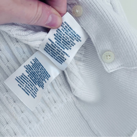 Ralph Lauren White and Pink Cable Knit Sweater Cardigan - Picture 9 of 11